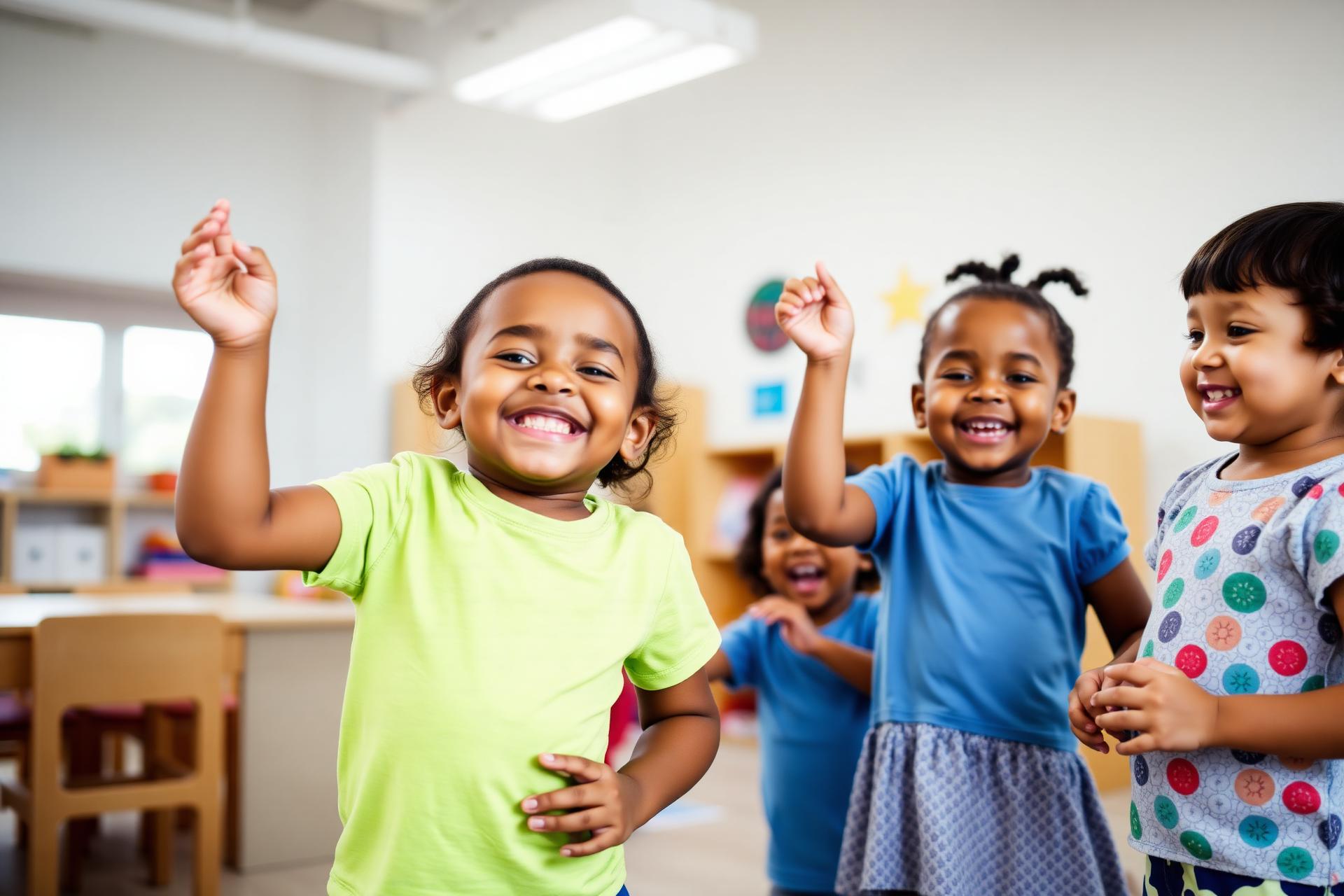 Crianças felizes em creche municipal